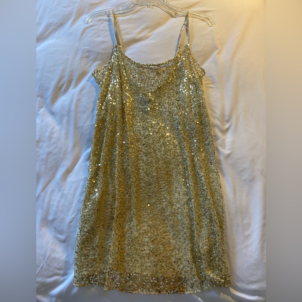 Free People Gold Sequin Mini Dress